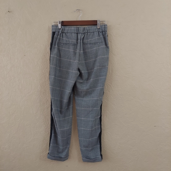 Zara plaid pull on cropped pants with side stripe black white size XS - Picture 4 of 10